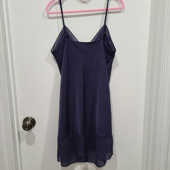 Vintage Victoria's Secret 90's Gray Blue Sheer Trim V Neck Slip Dress Size M - Picture 2 of 8